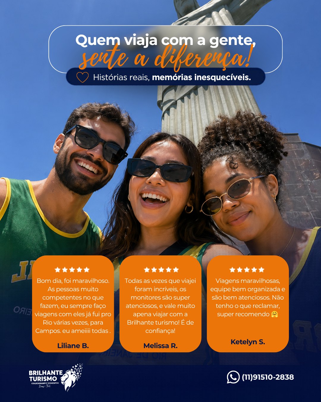 Post de depoimentos — Quem viaja com a gente, sente a diferença
